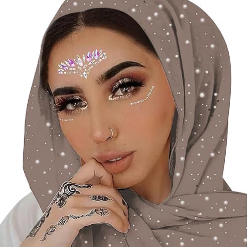 ANKOMINA Women Soft Chiffon Glitter Rhinestone Long Scarf Shawls Fashion Muslim Hijab Head Wrap Scarves