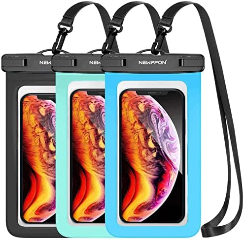 newppon Waterproof Cell Phone Pouch : 3 Pack Underwater Dry Bag Case Lanyard - Water Proof Clear Holder Protector for iPhone 15 14 13 Pro Max Plus Samsung Galaxy S23 S22 Ultra Note for Beach Swimming