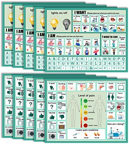 10Pcs Nonverbal Communication Board Waterproof Aphasia Patient Communication Tools Durable Non Verbal Communication Device Cards for Nonverbal Adults, Kids