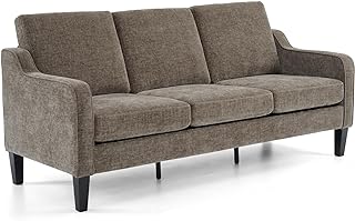 VINGLI Sofas for Living Room Couch 71" Small Sofa Brown Couch Mid Century Modern Couches 3 Seater Comfy Couch Upholstered Soft Chenille Floor Couch for Bedroom, Apartment, Office