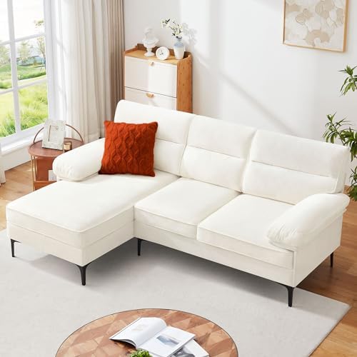 Hanherry 85”Sectional Couch for Living Room, Convertible L Shape Couch 3 Seat Comfy Sofa, Modern Chenille Fabric Couches with Reversible Wide Chaise & Fluffy Armrests for Apartment, Small Space