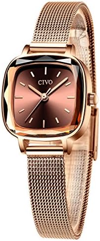 CIVO Womens Watches for Small Wrists Waterproof Analog Quartz Square Watch Ultra-Thin Stainless Steel Mesh Strap Fashion Elegant Designer Ladies Wrist Watch for Women
