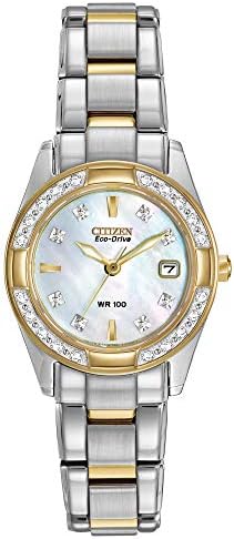 Citizen Women's Eco-Drive Dress Classic Diamond Watch in Two-tone Stainless Steel, Mother of Pearl Dial (Model: EW1824-57D)