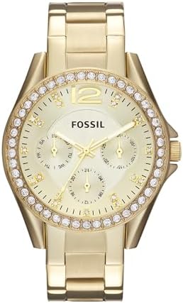 Fossil Women's Riley Quartz Stainless Steel Multifunction Watch, Color: Gold Glitz (Model: ES3203)