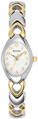 Bulova Ladies' Classic Two-Tone Stainless Steel 3-Hand Quartz, White Patterned Dial Style: 98V02