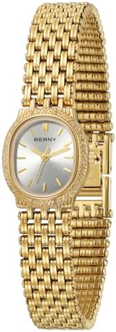 BERNY Gold Watches for Women Oval Ladies Small Watch Quartz Movement 3ATM Waterproof Female Wrist Watch Small and Exquisite Tools Included