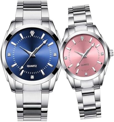 Couple Watches Men and Women Gold Silver Stainless Steel Watch Fashion his and Hers Watches Set