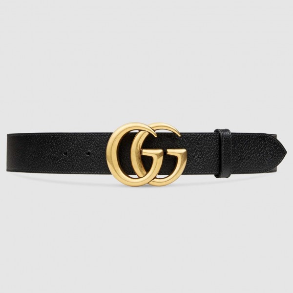 Gucci Black Wide Leather 38MM Belt with Double G Buckle