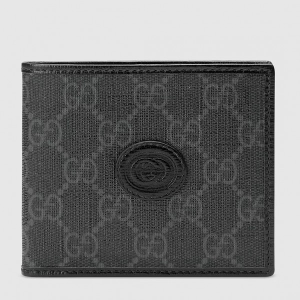 Gucci Bi-fold Wallet with Interlocking G In Black Canvas