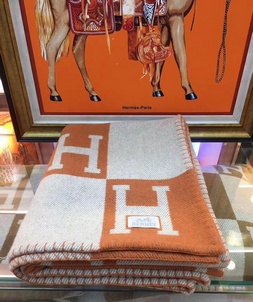 1st copy hermes home orange wool bedspread