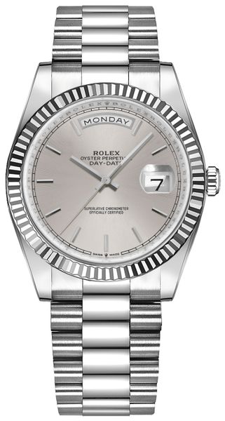 Rolex Day-Date 36 18k White Gold Women’s Watch 128239