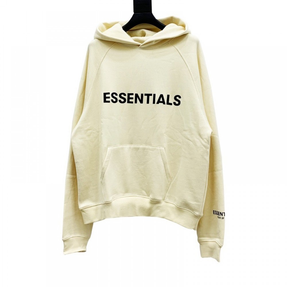 A+ Quality Fear of God 3D Silicon logo Hoodie Beige